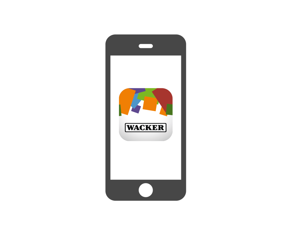 Smartphone with the logo for the WACKER AR App
