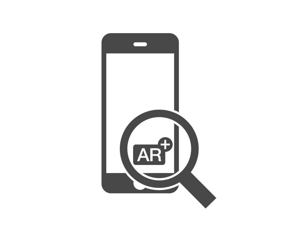 Sketch of a smartphone with an AR magnifying glass